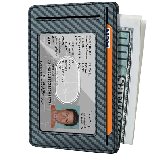 Image of Travelambo Slim Minimalist Wallet for Men, RFID Blocking Credit Card Holder, Front Pocket ID Card Case, Gifts for Men, Husband, Boyfriend, Teenage