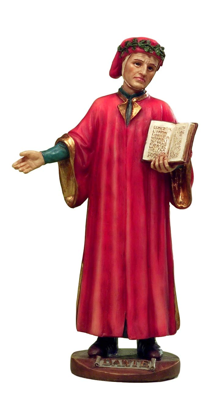 Arte E Storia By Paben Weiß Statue Dante Alighieri Supreme Poet With Divine Comedy Resin Cm. 13 Souvenire Florence Italy