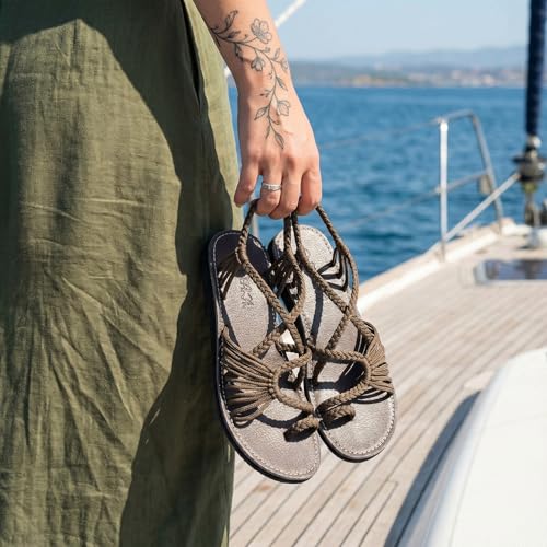 Image of Plaka Flat Sandals for Women Palm Leaf