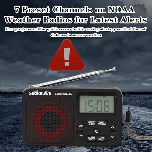 Image of AM FM Radio, Portable Emergency Weather NOAA Radio, Small Digital Radio with Dual Mode Storage, Digital Tuner, Sleep Timer, Wall Plug and Battery Powered (Grey)