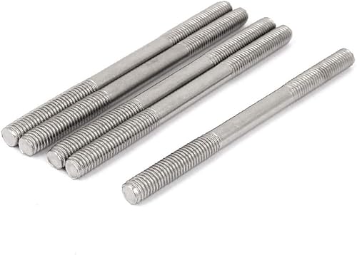 X-DREE 304 Stainless Steel Double End Thread Tight Adjustable Push Rod Stud M10x140mm 5pcs(304 Acero Inoxidable Doble Rosca de Extremo Apretada