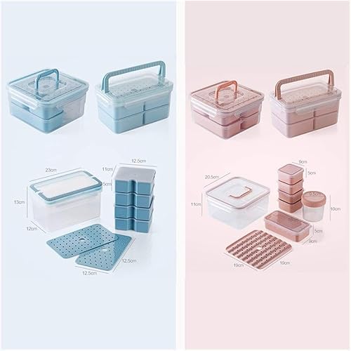 Miniatura 5 de GULRUH lonchera, Bento Box Set Independent Lattice Leak-Proof Food Storage Container Portable (Color  Blue A)