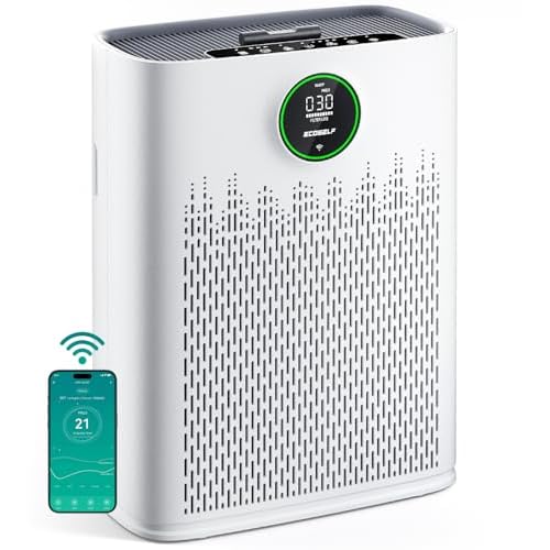 Smart Air Purifier for Home Large Rooms, with WiFi Control, Smart Mode, AQI Display, 22dB Sleep Mode & Aromatherapy, Covers Up to 1295 Ft² with 2X-Power Filtration, HAP603WF, Bright White