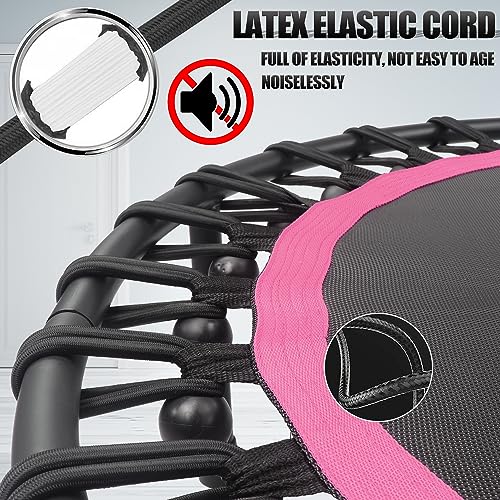 Image of Newan 40 inch-48 inch Silent Mini Trampoline Fitness Trampoline Bungee Rebounder Jumping Cardio Trainer Workout for Adults-Max Limit 330lbs