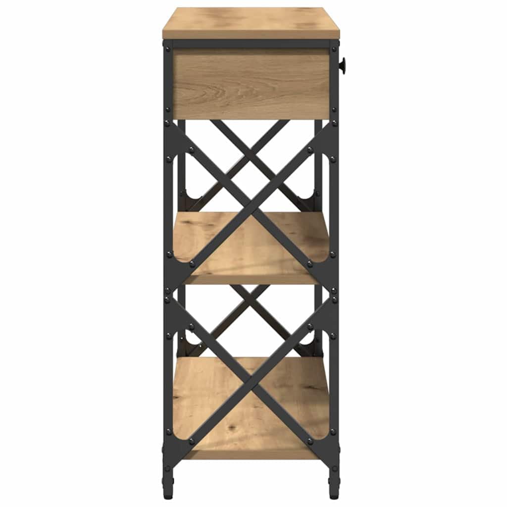 vidaXL Table Console avec tiroir chêne Artisanal 75 x 28 x 75 cm, Table d'appoint pour Salon, Cadre en Acier rectangulaire, Rangement Chic pour Couloir, unité d'affichage en Bois Robuste