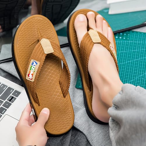 Image of Mens Flip Flops Thong Sandals Lightweight Comfortable Summer Beach Slides Soft Cushion Footbed Open Toe Slippers for Pool Showers Dorms Water Friendly Indoor and Outdoor