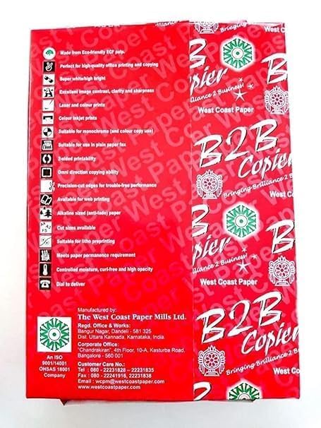 Image of A4 Copier Paper, B2B 70 GSM, 500 Sheets, 1 Ream, Double-Sided Printing Paper for Laser and Inkjet Printers (500 Count (Pack of 5)) west coast mills