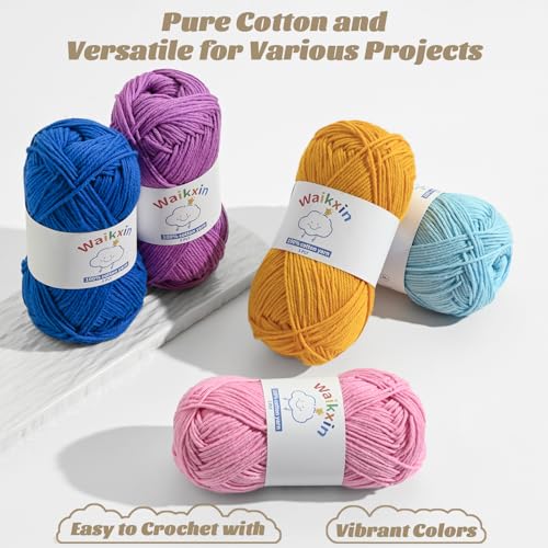 Image of Cotton Yarn for Crocheting - 524.9yds / 7.05oz Baby Yarn for Crocheting Soft - 100% Milk Cotton Yarn 5 Ply Crochet Amigurumi Yarn for Crafts&Puzzle /Socks /Hats(4 Brown)
