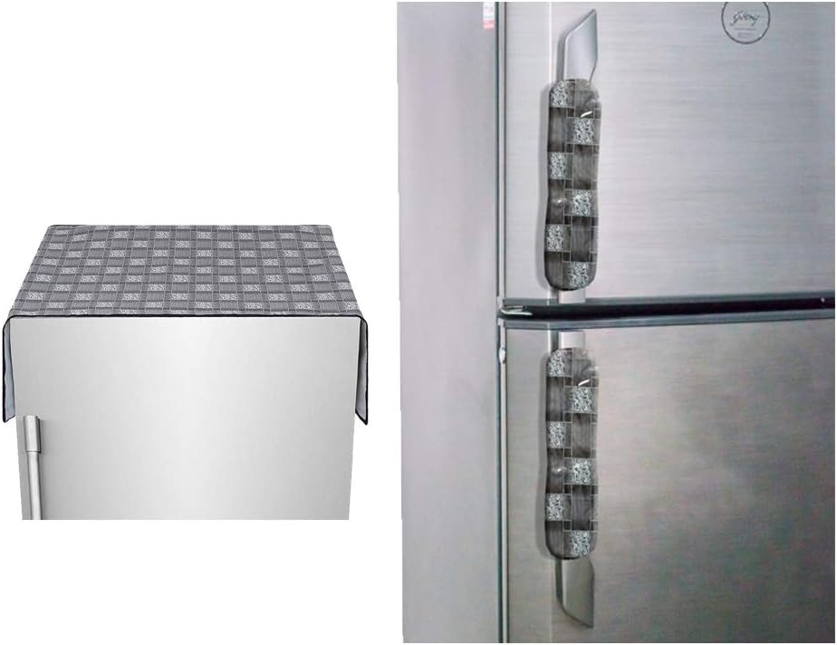 Stylista Fridge Top Cover Printed Modern Pattern on Grey Base (Free Fridge/Oven/Wardrobe Handle Cover)