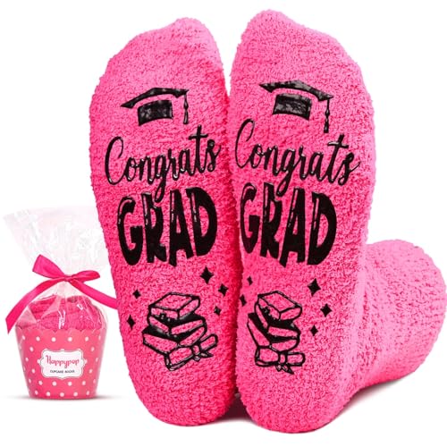 HAPPYPOP 2026 Graduation Socks - Congrats Grad Gift for Women, College High School 8th Grade Master...