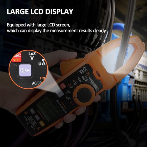 Image of Digital Clamp Meter True RMS 6000 Counts Digital Electrical Tester Meter Auto-Ranging Measures AC /DC Voltage AC /DC Current Resistance Capacitance Temperature Continuity Duty-Cycle