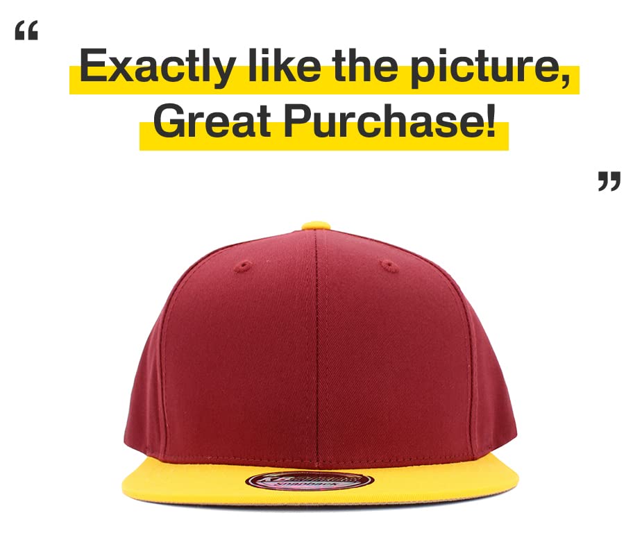 Image of KBETHOS Classic Snapback Hat Blank Cap Underbrim Cotton Wool Blend Flat Visor Adjustable Unisex