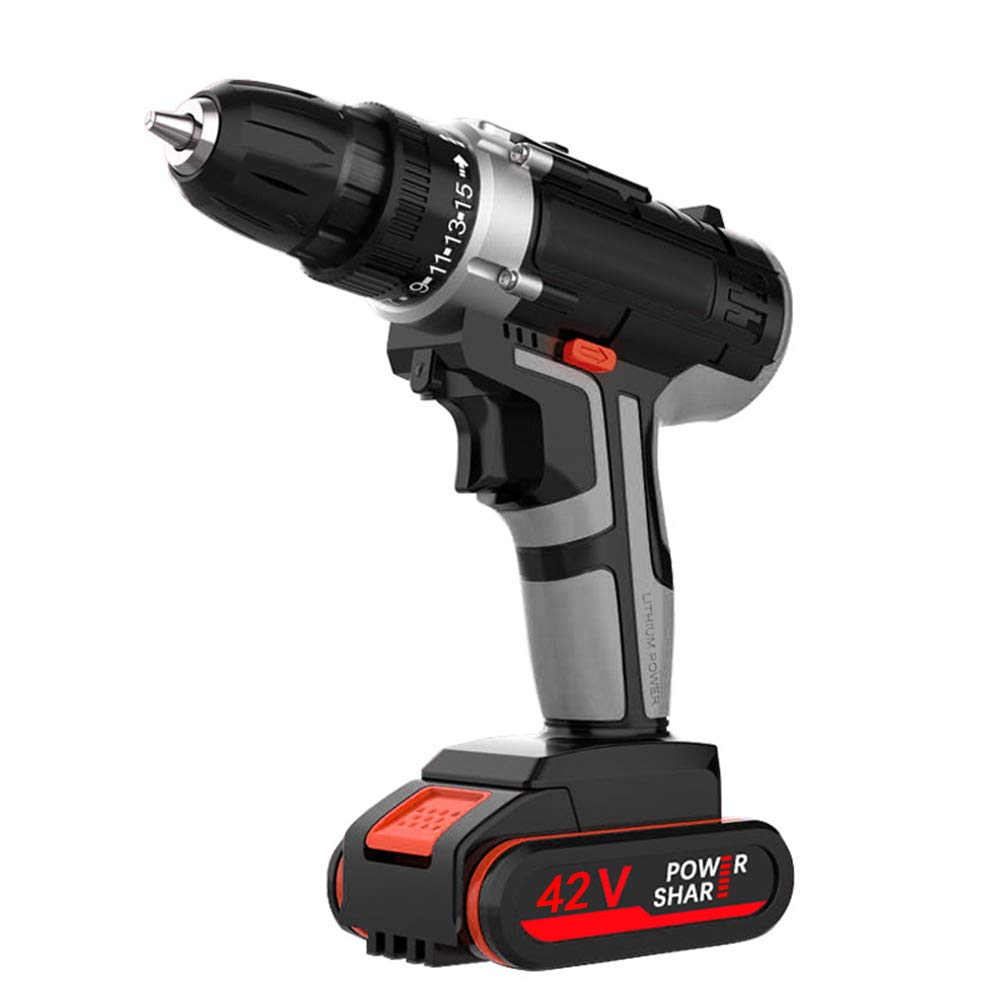 Drill， Electric Screwdriver Rechargeable Cordless Drill Power Tools with 2 x Li-Battery Adjustable Torque