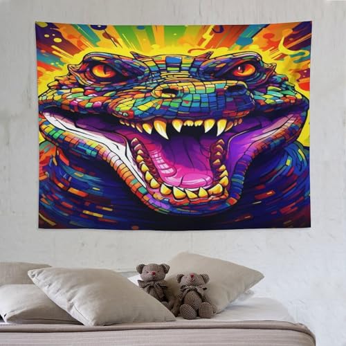 Tenture murale crocodile PAZZK 150x200cm pour masquer un mur abime