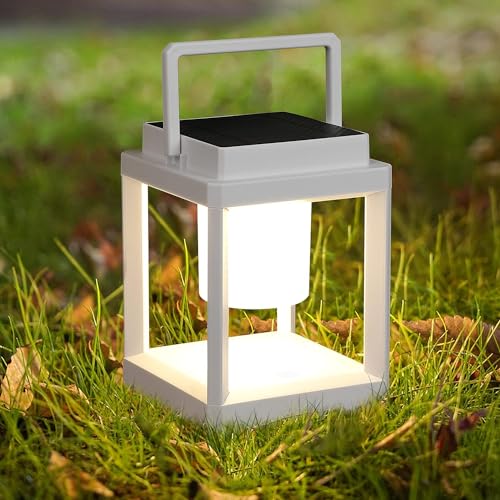 Image of DAKAFUL Outdoor Table Lamp, Led Lamps for Nightstand, Solar Lanterns Outdoor Hanging for Patio Waterproof, Cordless Battery Operated Lamp, Rechargeable Solar Lantern for Reading, Decor, Camping