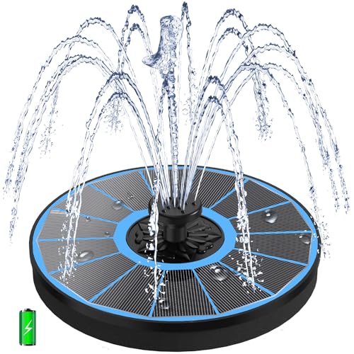 Yzert Solar Water Fountain with 2000 mAh Battery Backup Works in Cloudy, 3.5 W Glass Small Solar Fountain Pump with 7 Nozzles, Bird Bath Fountains Solar Power for Bird Bath, Hummingbird,Pond, Garden