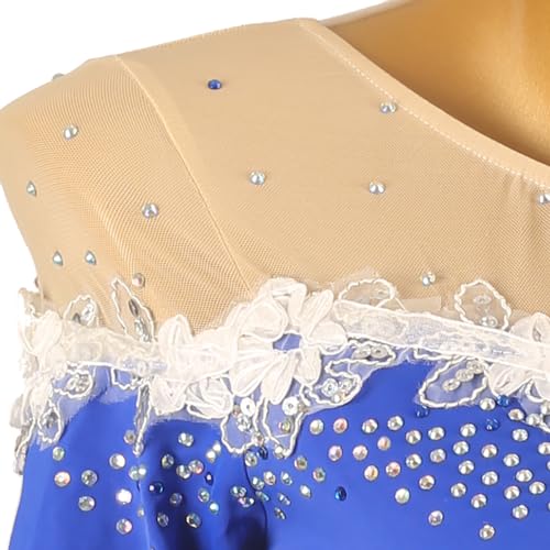 Vestido infantil para patinação no gelo, vestido feminino adulto com strass brilhante, fantasia de b
