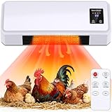 1500W Chicken Coop Heater for Winter, 2 Mode Wall-Mounted Chicken Coop Heater with Thermostat, Timer & Remote Control, 3S Fast Heating & LCD Display, Heat Warmer for Chickens, Ducks, Geese in Winter