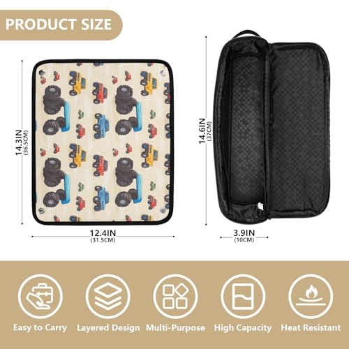 Bolsa de viaje resistente al calor Monster Truck Style Marble para herramientas de cabello como planchas y rizadores, organizador portátil miniatura 4
