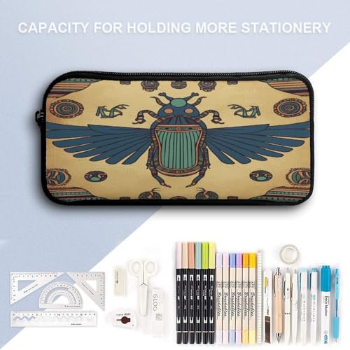 Printed Backpack With Lunch Pack Storage Box Case Egyptian Scarab 3pcs Lightweight Travel Backpack4
