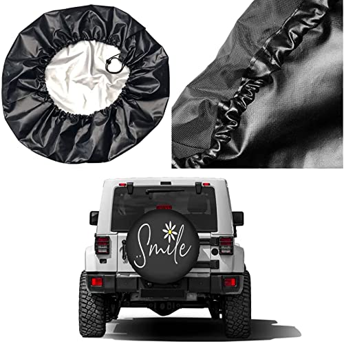 Image of Delerain Spare Tire Cover Smile Daisy Wheel Covers Waterproof Dust-Proof UV Sun Universal Fit for RV Trailer RV SUV Truck and Many Vehicle (17 Inch for Diameter 31 inch-33 inch)
