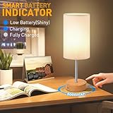 YOIZO Cordless Table Lamp 5000mAh Rechargeable | Battery Operated Lamps with Brightness Memory, Stepless Dimmable, Portable Touch Control Bedside Lamp for Home/Bedroom/Indoor-Outdoor (Wood) - Image 4