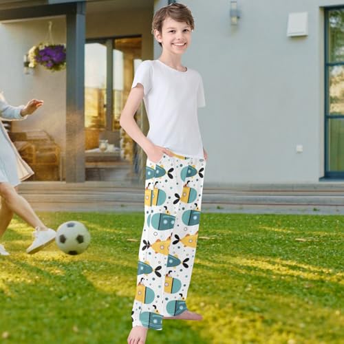 visesunny Boys' Sweat Pants Lightweight Joggers Pants Elastic Pattern Lounge Long Bottoms Trousers with Tow Pockets S-XL4