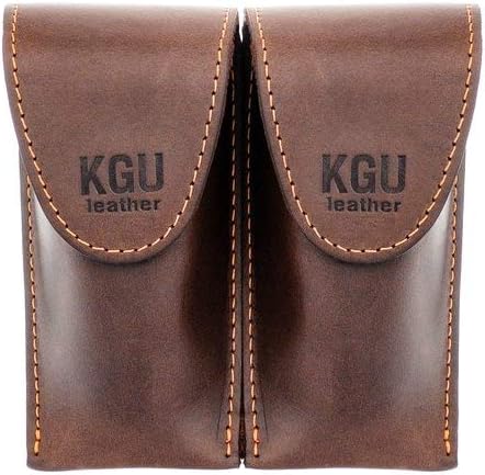 Trumpet Mouthpiece Pouch KGUBrass Leather Crazy Horse Handmade (DOUBLE, Vintage Brown)