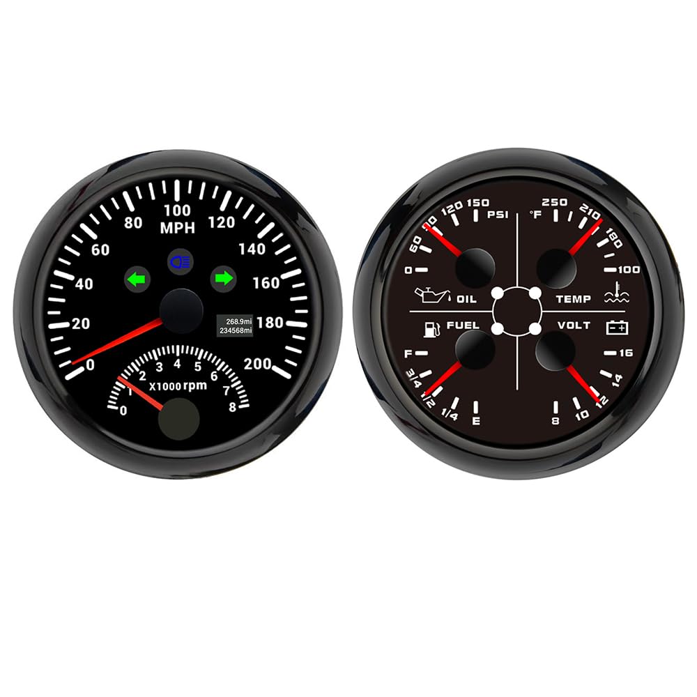 Medidor, tacómetro, odómetro, 85 mm, velocímetro, 200 mph, con Pantalla multifunción, voltímetro de Temperatura del Agua