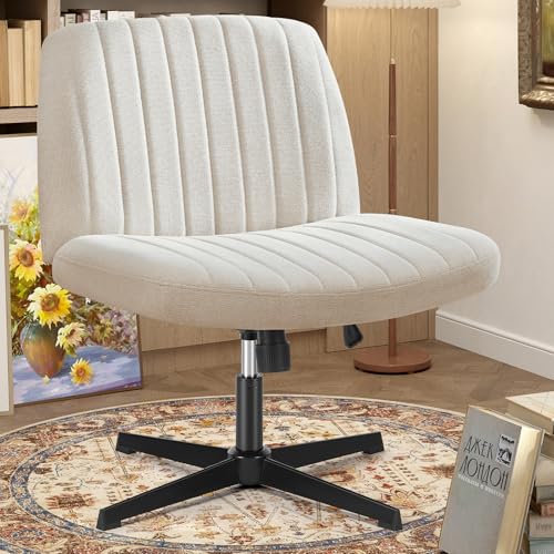 Image of DUMOS Criss Cross Chair, Cross Legged Vanity Chair No Wheels, Home Office