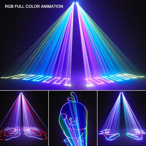 Image of Animation Laser Light DJ Light, WorldLite Stage Party Lazer 3D RGB Full Color with DMX512, Music Sound & Remote, Great for Club Party Disco Lights Bar Wedding DJ Stage Lighting