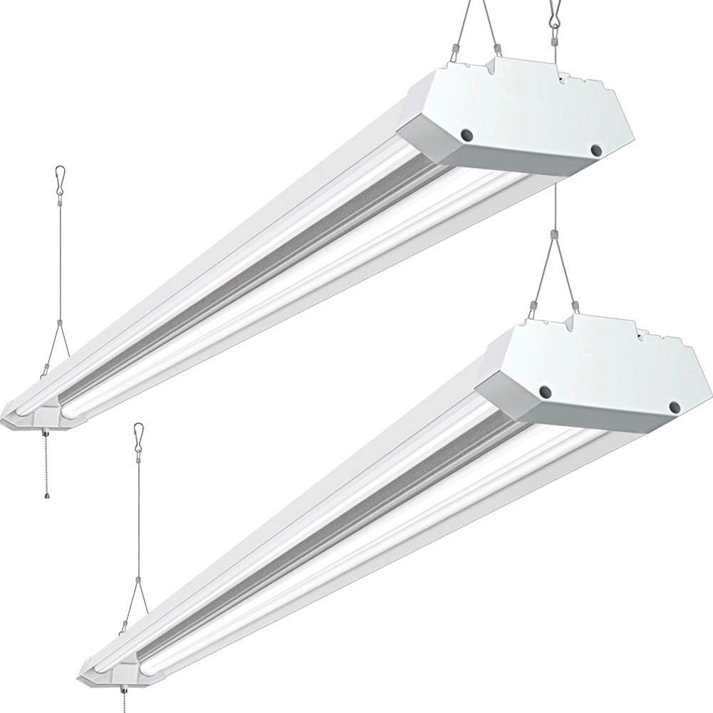8FT LED Shop Light Fixture 72W, 8000 Lumen, 5000K Daylight, Bbounder 8 Foot Ceiling Lights Fixtures for Garage Plugin with Power Cord and Pull Chain 2 Pack