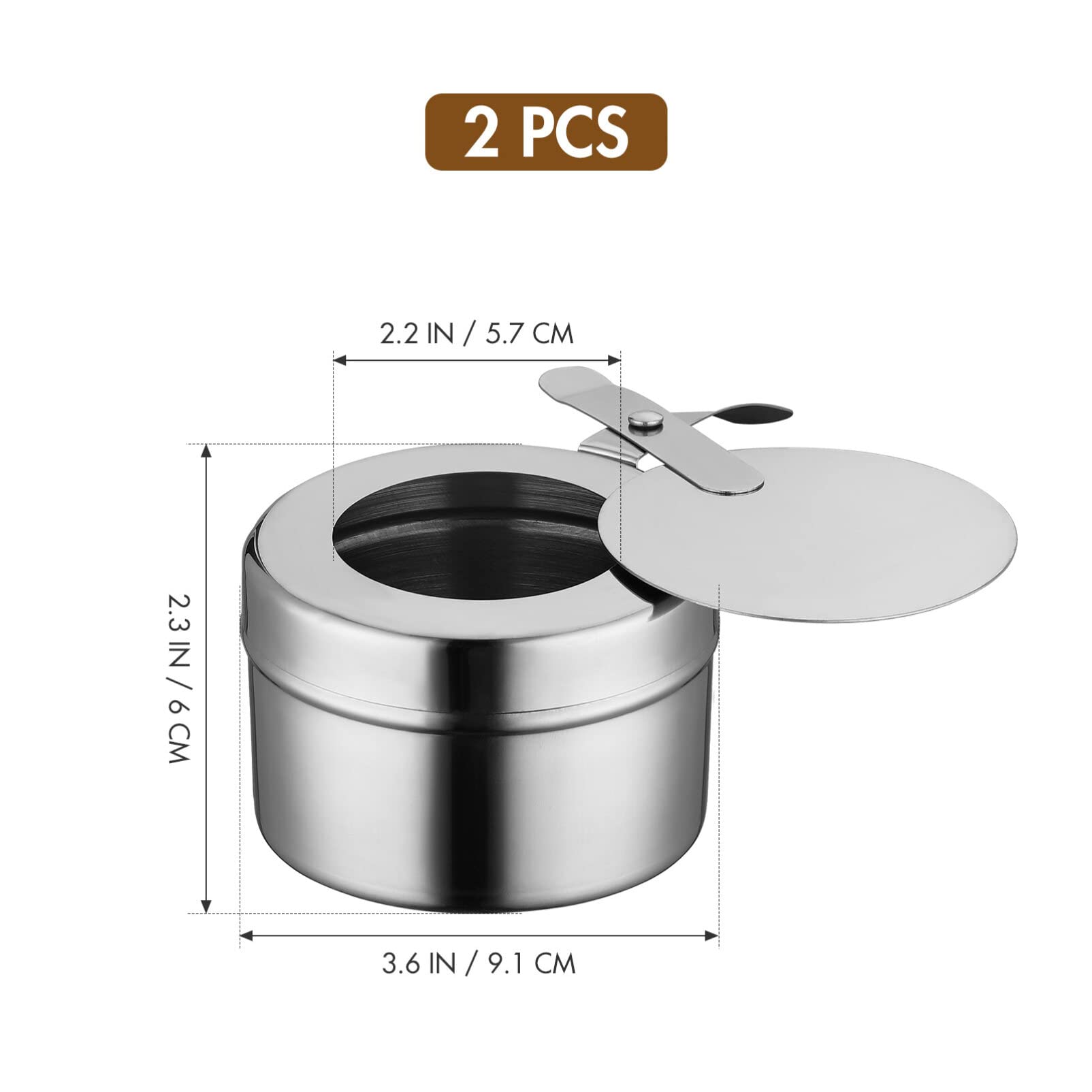 BESPORTBLE Fuel Holder for Chafer, 2Pack Stainless Steel Chafing Wick Fuel Holders with Cover for Buffets, Barbecue and Catering Events