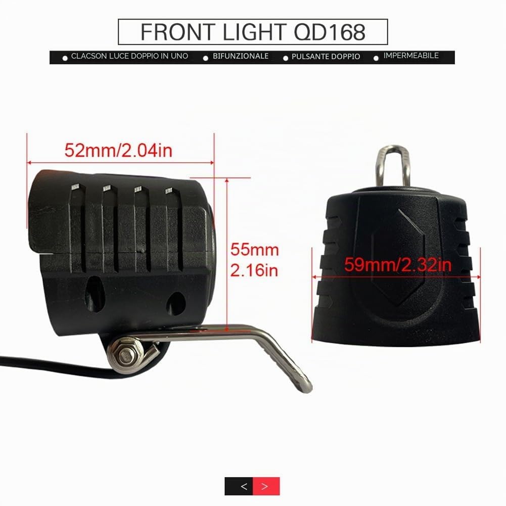 Set di luci e per bicicletta elettrica 36 V 48 V 52 V 60 V con DK336 Light Horn Turning Switch E-Bike Light