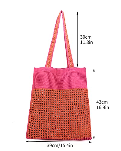 Image of ENBEI Beach Bag Crochet Tote bag for Women,Aesthetic Boho Large Bag,Foldable&Lightweight,Shopping,Beach,Travel,Daily Use