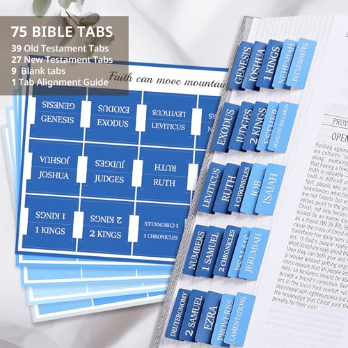 Image of Taja Bible Tabs, 75 Large Print Index Tabs for Women & Men