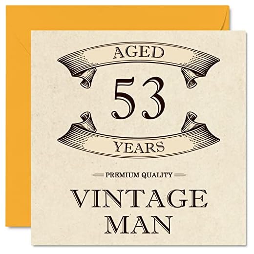 Tarjetas de cumpleaños vintage de 53 años para hombres, de 53 años, divertida tarjeta de cumpleaños para colega, papá, marido, tarjetas de felicitación de 145 mmx145 mm, tarjeta de cumpleaños de 53