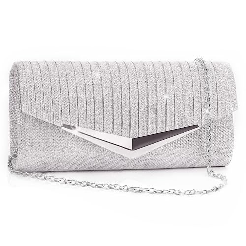 Image of Larcenciel Pleated Satin Clutch Purses for Women, Dumpling Pouch Style Evening Handbag for Prom, Party, Wedding, Formal Event