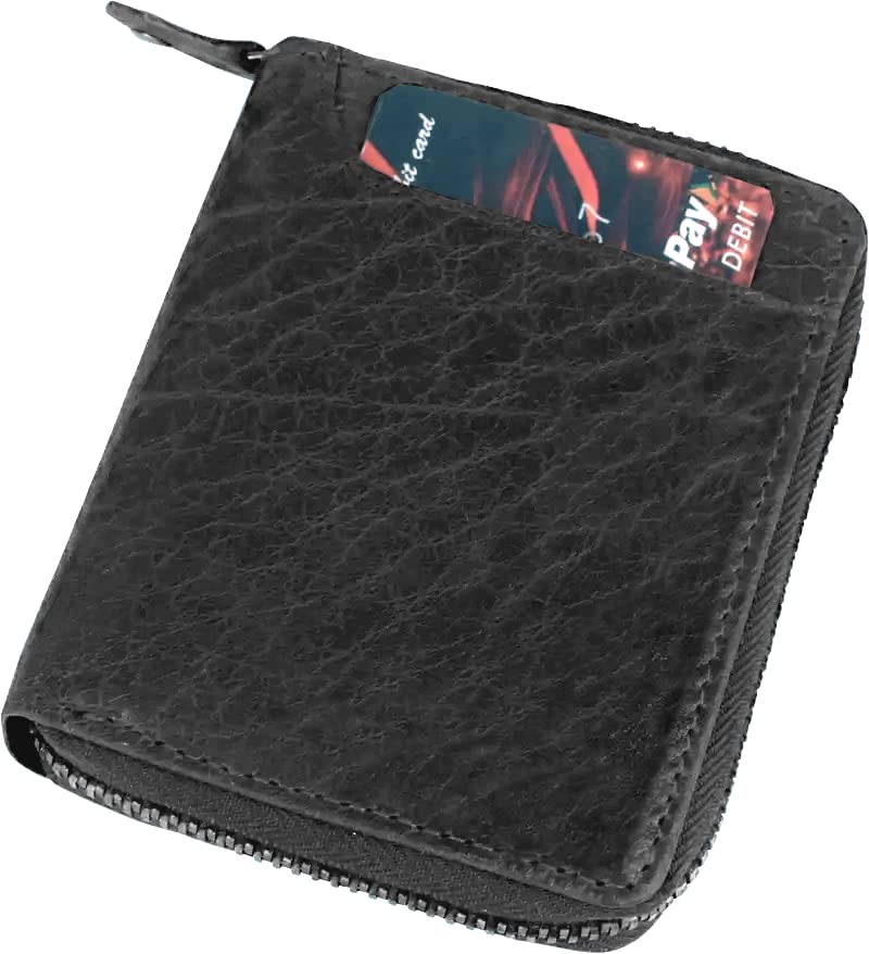 Image of MAESTRA Unisex Multi Pockets RFID Scan Protection ID Credit Card Holder Hard Case Travel Wallet Purse Organizer (Coal Black)