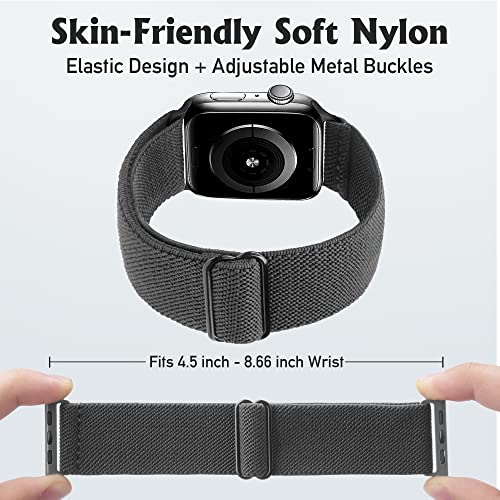 Image of Arae Stretchy WatchBand Compatible for Apple Watch Band 49 /45 /44 /42 /41 /40mm /38mm Comfortable Adjustable Sport Band for iWatch Series 10 9 8 7 6 5 4 SE 3 2 1 Women Men