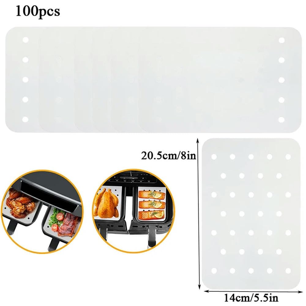 NYSDM 100 szt. wkładek do parownika Air Fryer Perforowane papiery do pieczenia Mata do gotowania na parze nieprzywierająca Papier pochłaniający olej