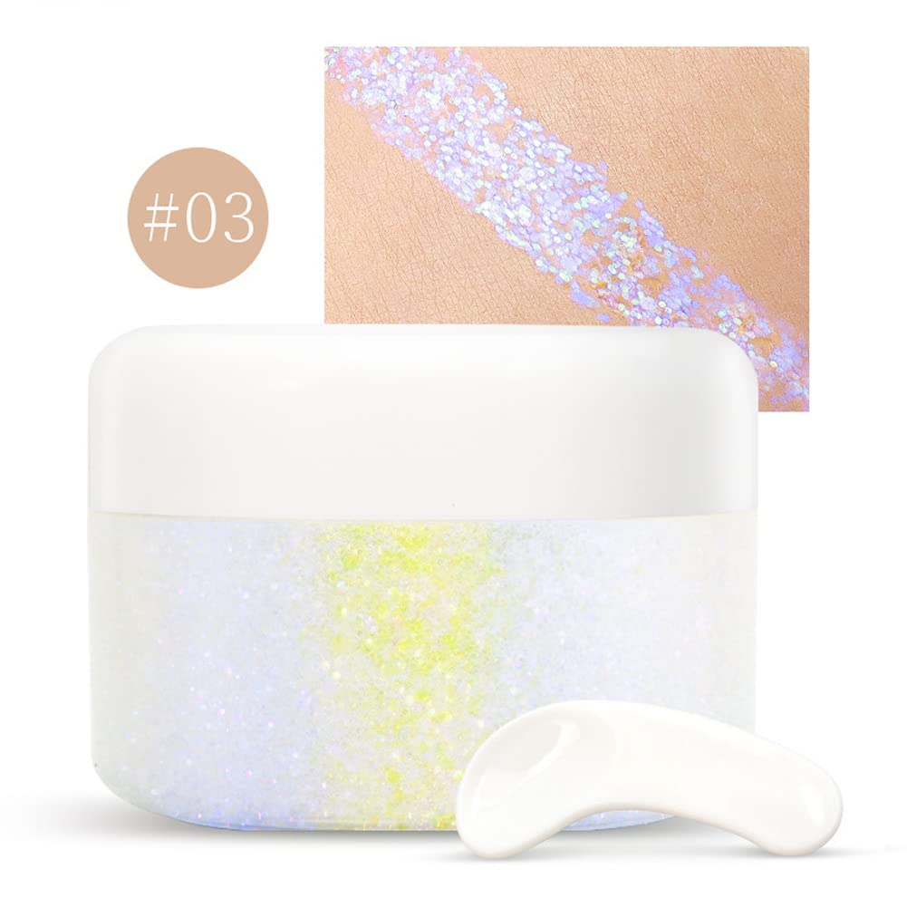 Holographic Body Glitter Gel, Biodegradable Face Glitter Gel Mermaid Liquid Eyeshadow Fine Glitter for Body Face, Hair - Image 2