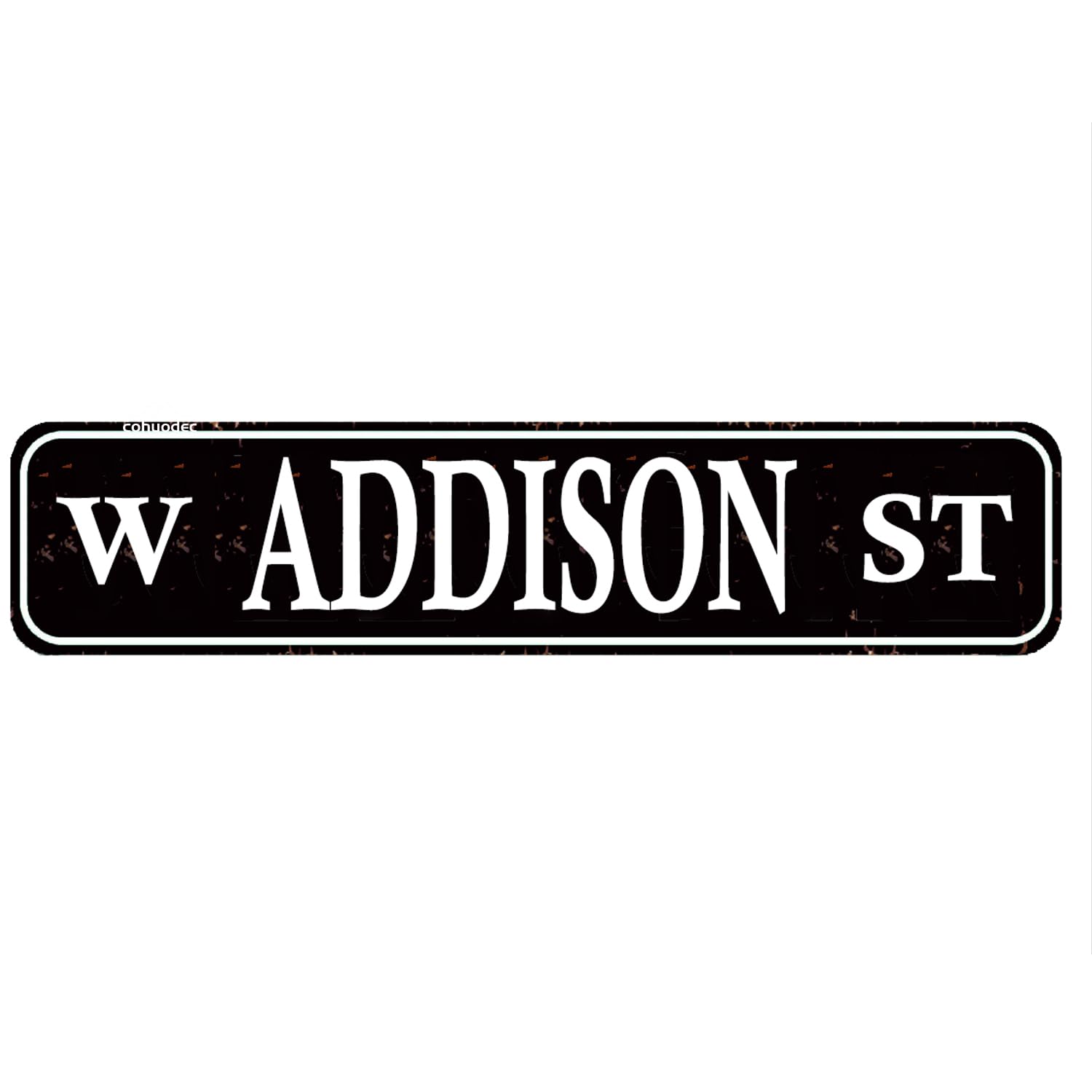 Chicago West Addison Street Sign Wrigley Field Gift Home Pub Bar Wall Decor Black Tin Sign 4x16 Inch