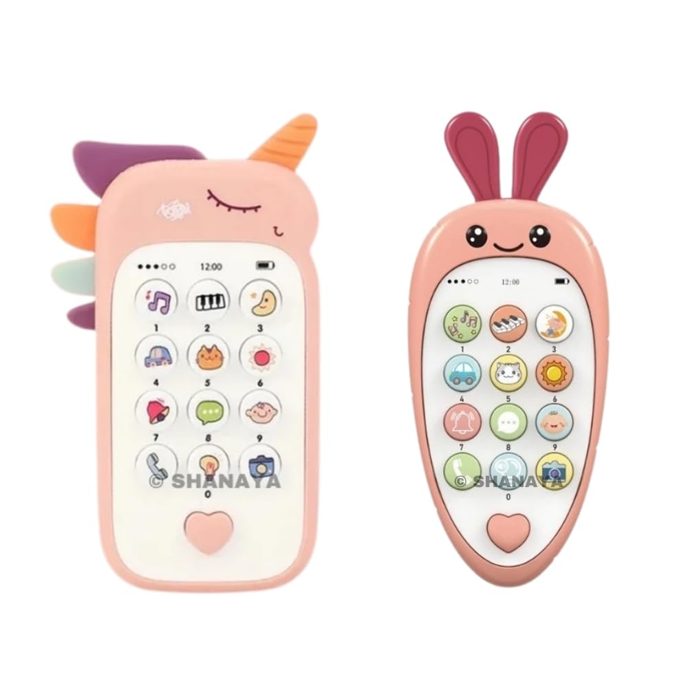 SHANAYA Combo of 2 Carrot Unicorn Style Pretend Play Mobile Cell Phone Toy for Kids,Toddlers, Boys, Girls with Music, Ringtones, Lights - Birthday Party Favors and Gift for Girls (B0DFTNN4FC) Amazon Price History, Amazon Price Tracker