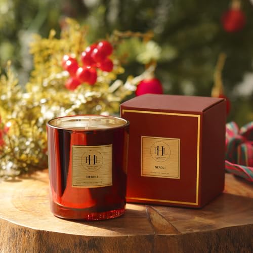 Image of Pure Home + Living Neroli Scented Wax Filled Glass Candle Jar - Red adds a Warm, Fragrant Glow to Living Rooms, bedrooms, bathrooms, or Office Spaces, Perfect for decor or Gifting.(Pack of 1)