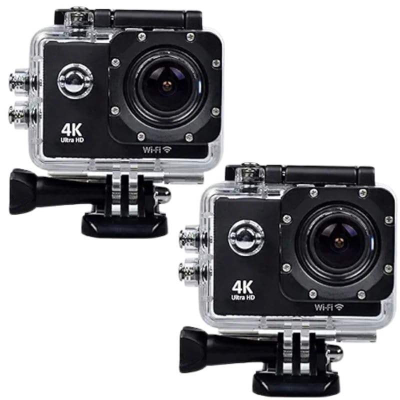 Drumstone Combo Pack of 2 Items - 1 Years Warranty 4K Action Camera Ultra HD 170D Wide Angel Video 1080 Camera, Dual 2 Inch LCD 16 MP Image Sensor 170 Wide-Angle Lens| for Vlog & Travel