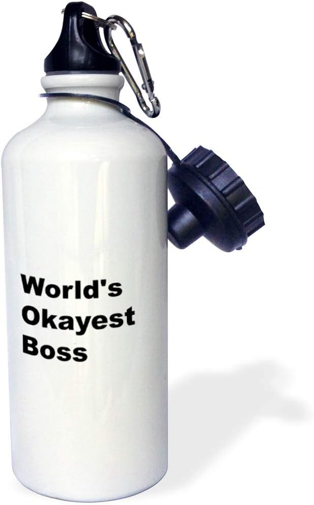 3dRose Water Bottle - Image of Worlds Okayest Boss Quote - 21oz (wb_291202_1)