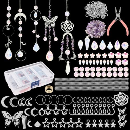 375Pcs DIY Suncatcher Kit, Sun Catcher Artificial Crystal Craft Set DIY Sun Catcher Wind Chime Crafts Window Suncatcher Decoration Home Office Garden for Window Home Garden Festival Decor Gifts