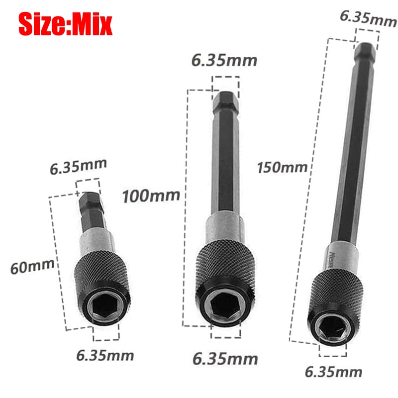 Magnetic Screwdriver Hexagonal Adapter Drill bit Replacement Extension kit self-Locking Rod Chuck nut Tool(Mix)