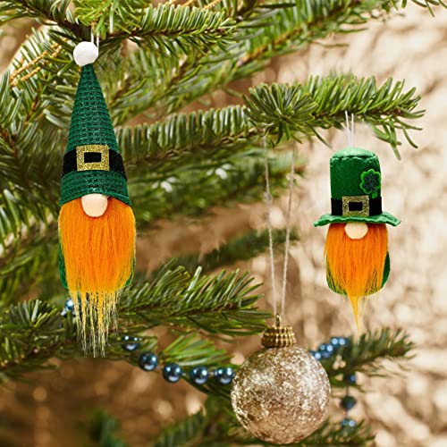 Ornamentos de gnomo, 2 peças, decorações de dia de São Patrício, enfeite de boneca de elfo irlandês